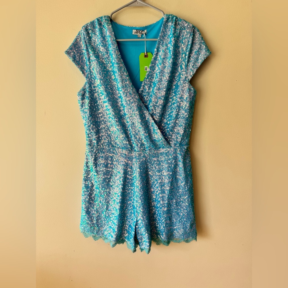Funky Blue Sequin Romper